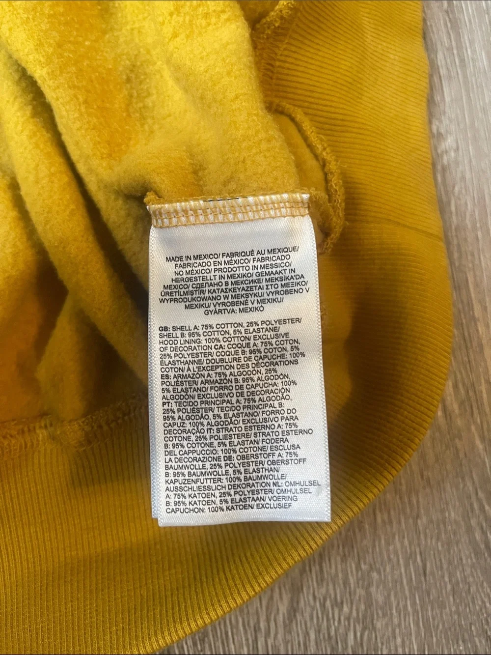 The North Face Men's Mustard Yellow Pullover Hoodie White Logo sweatshirt large